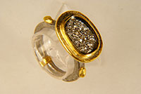 Ring, Gold 900, Palladium, Diamant