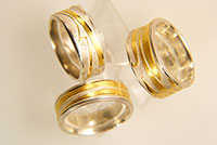 drei Ringe, Silber 935, Gold 900